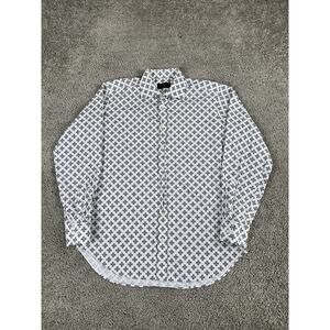 Etro Shirt Mens 42 White Black Floral Medallion Print Button Down Made in Italy